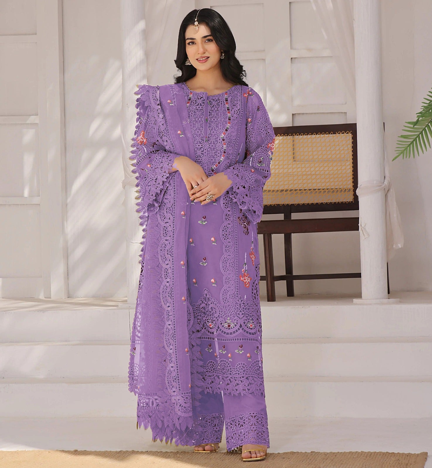 3PC Viscous Embroidered suit-AA001