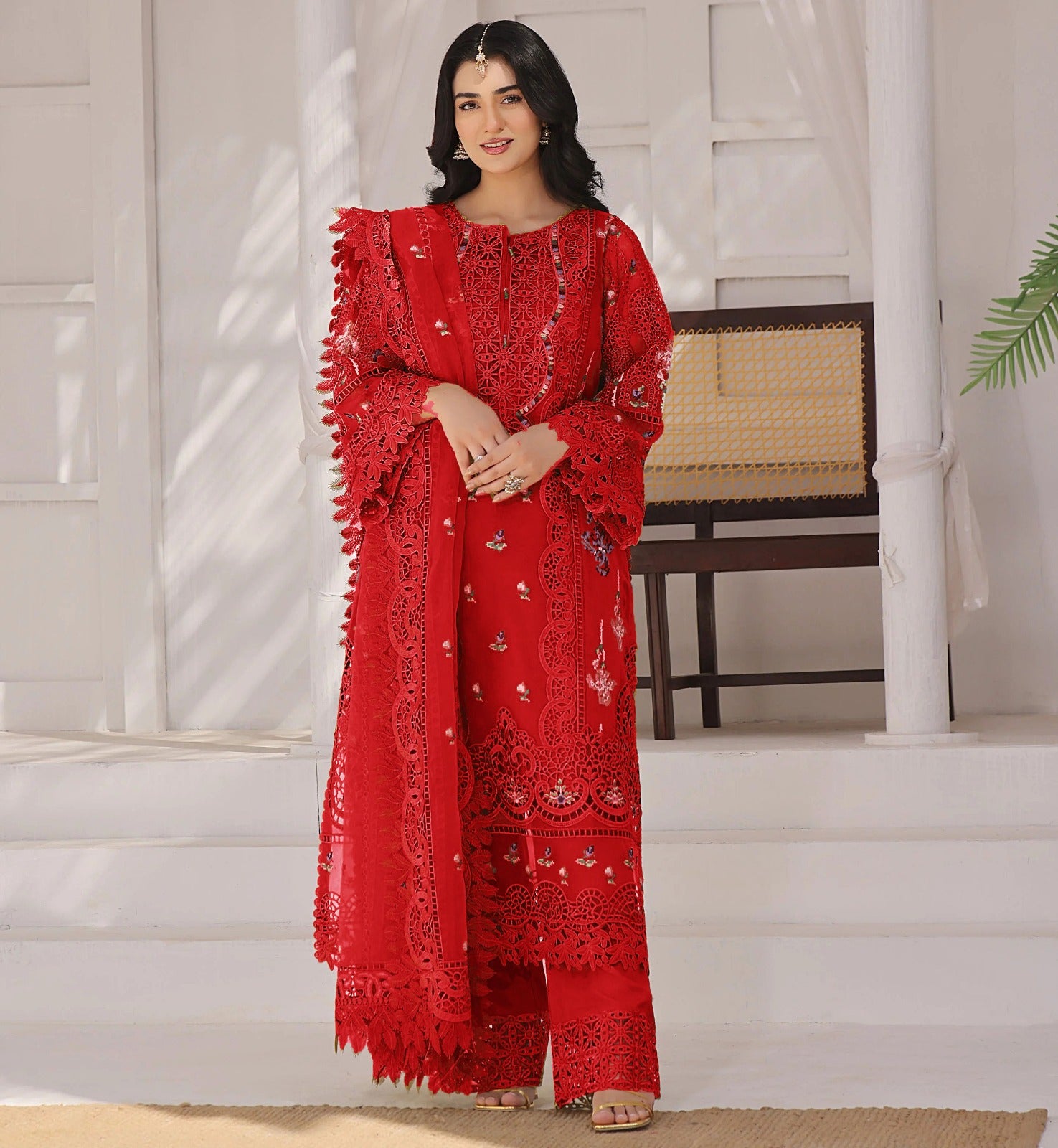 3PC Viscous Embroidered suit-AA001