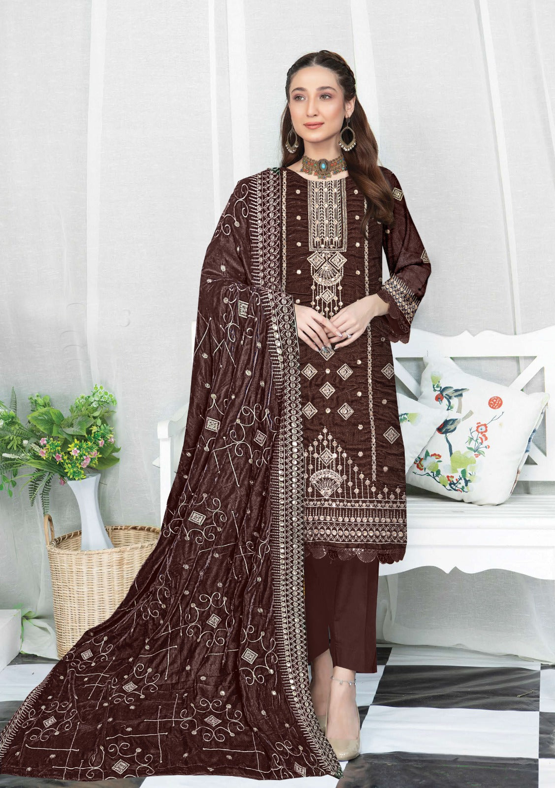 Velvet Embridery Suit #05