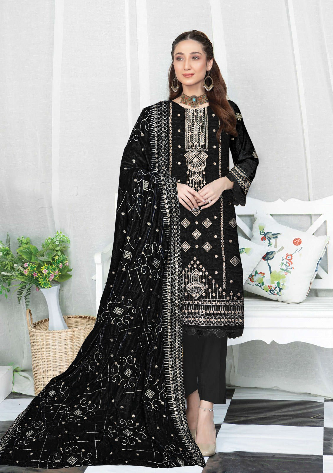 Velvet Embridery Suit #05