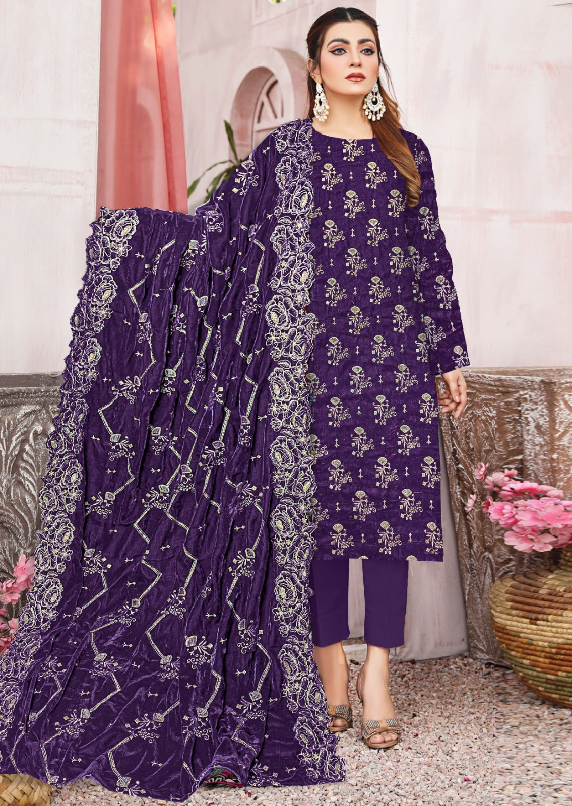 Velvet Embridery Suit #06