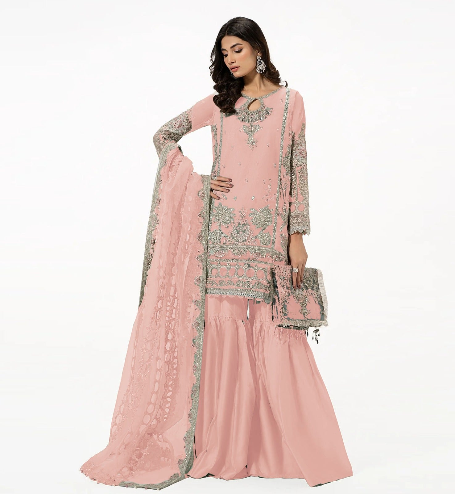 3PCViscous Embroidered Suit #A0010