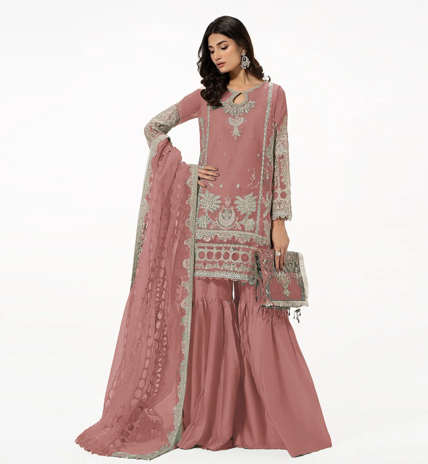 3PCViscous Embroidered Suit #A0010