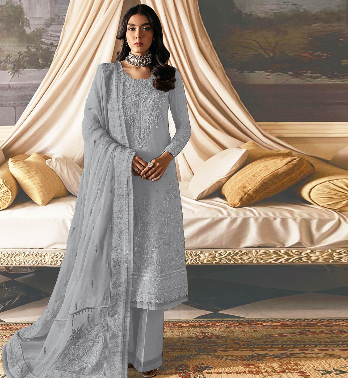 3PC Viscous Embroidered Suit #AA012