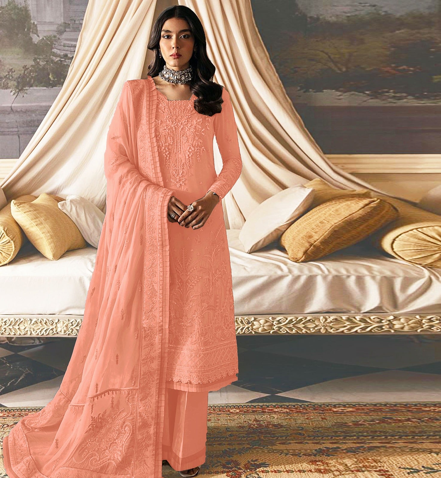 3PC Viscous Embroidered Suit #AA012