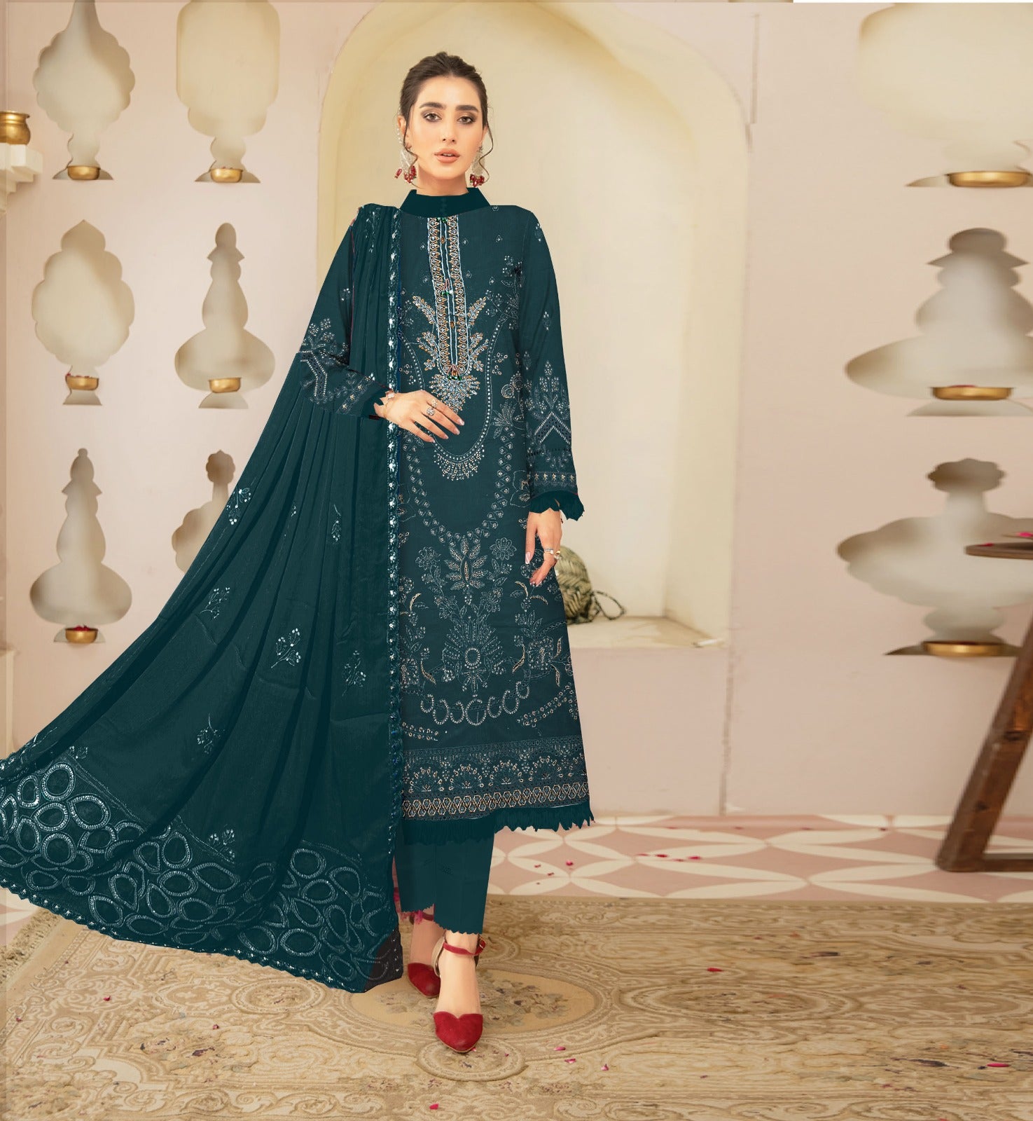 3PC Viscous Embroidered Suit #AA012