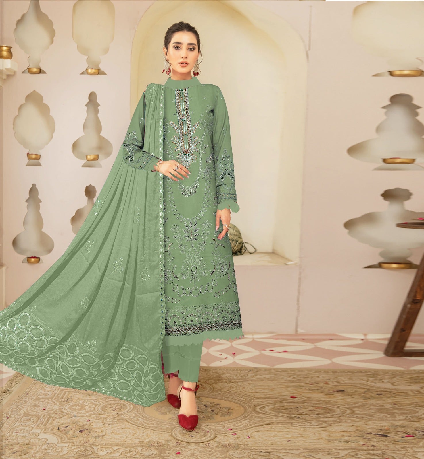 3PC Viscous Embroidered Suit #AA012