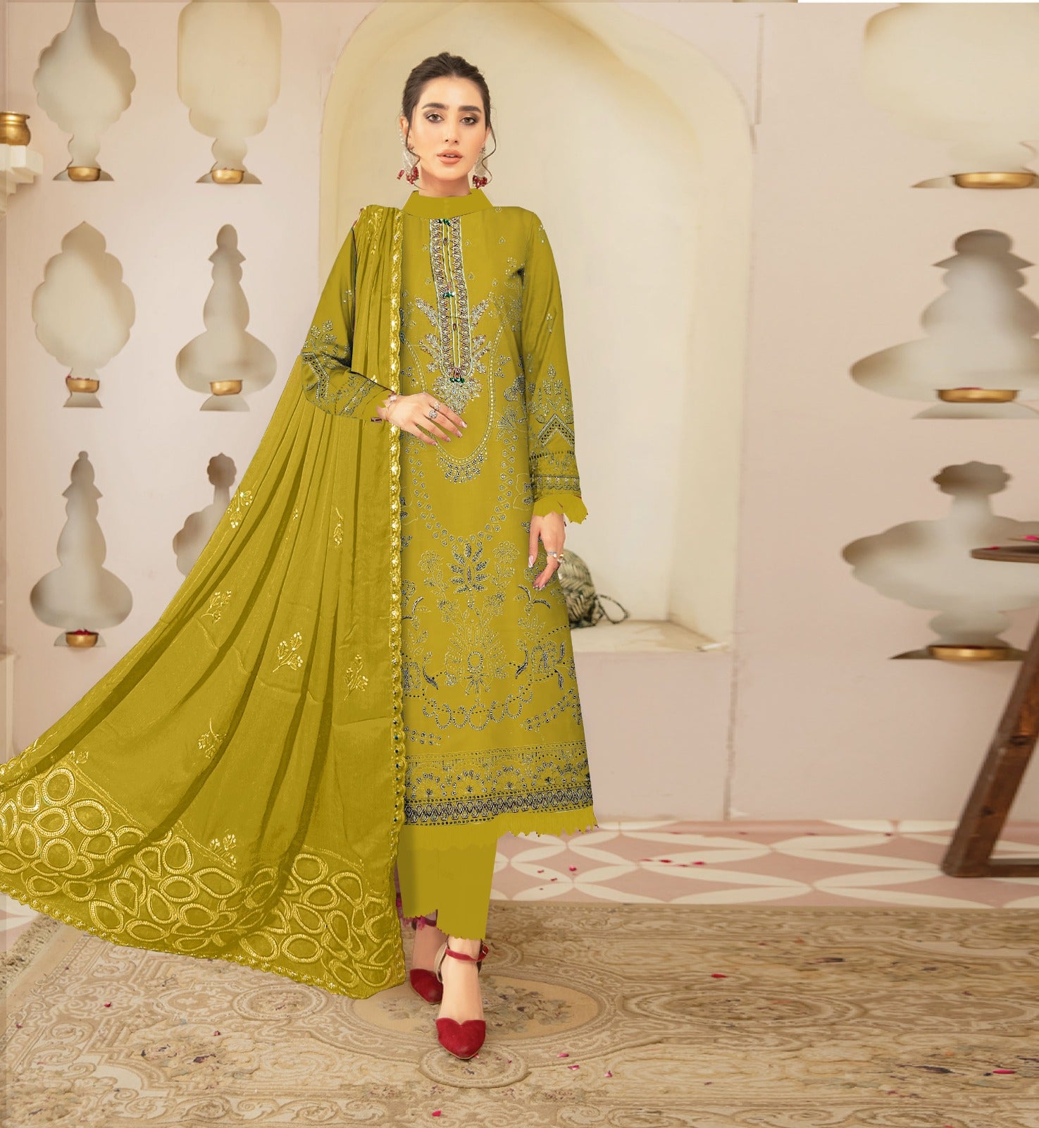 3PC Viscous Embroidered Suit #AA012