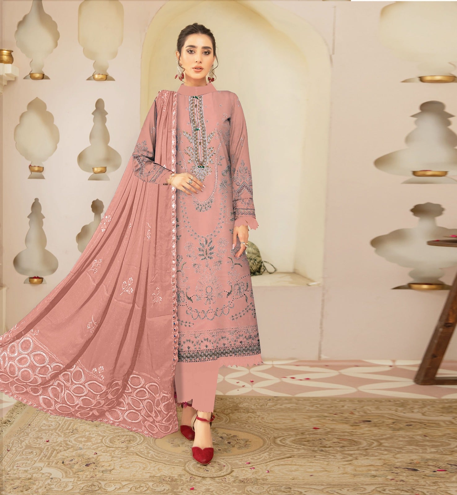 3PC Viscous Embroidered Suit #AA012