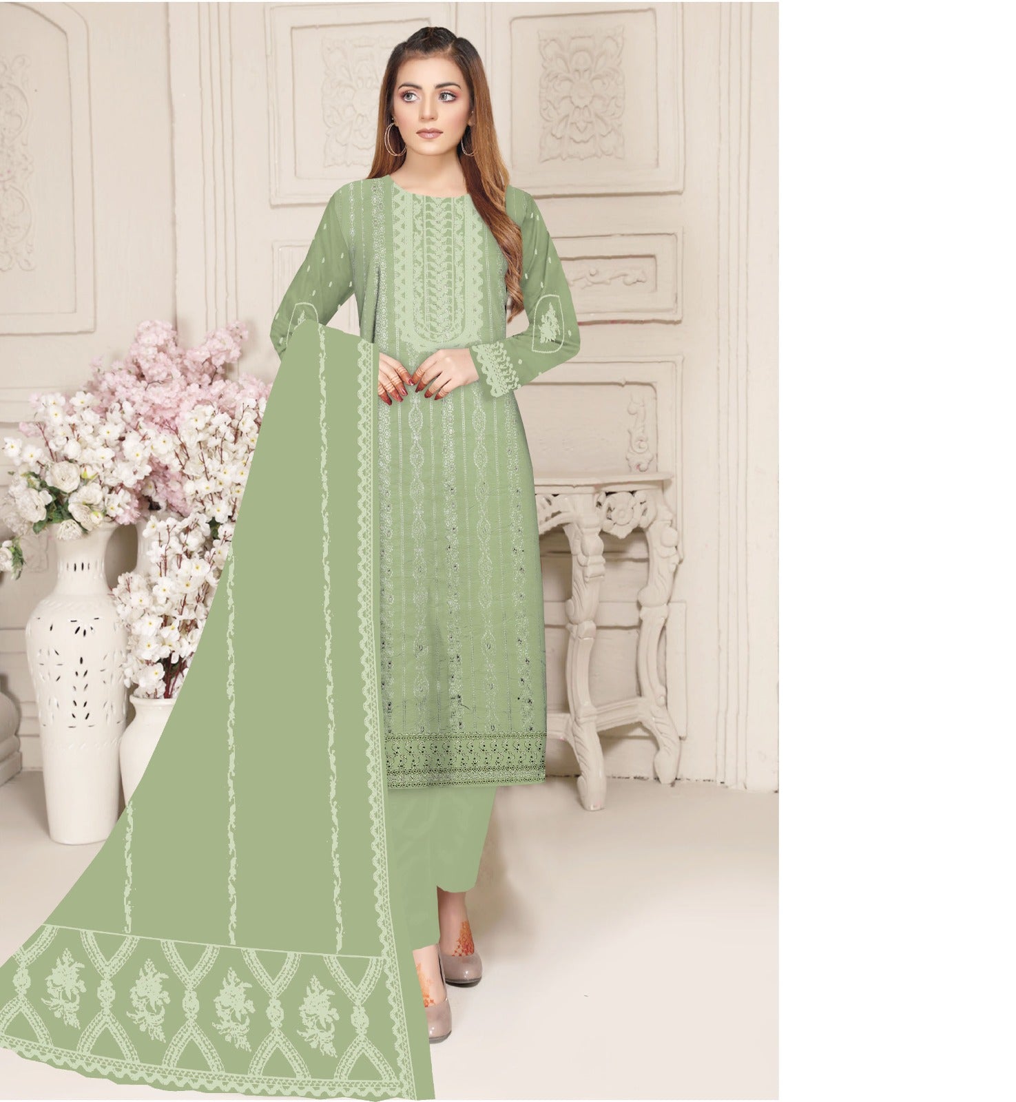 3PC Viscous Embroidered Suit #AA 0013