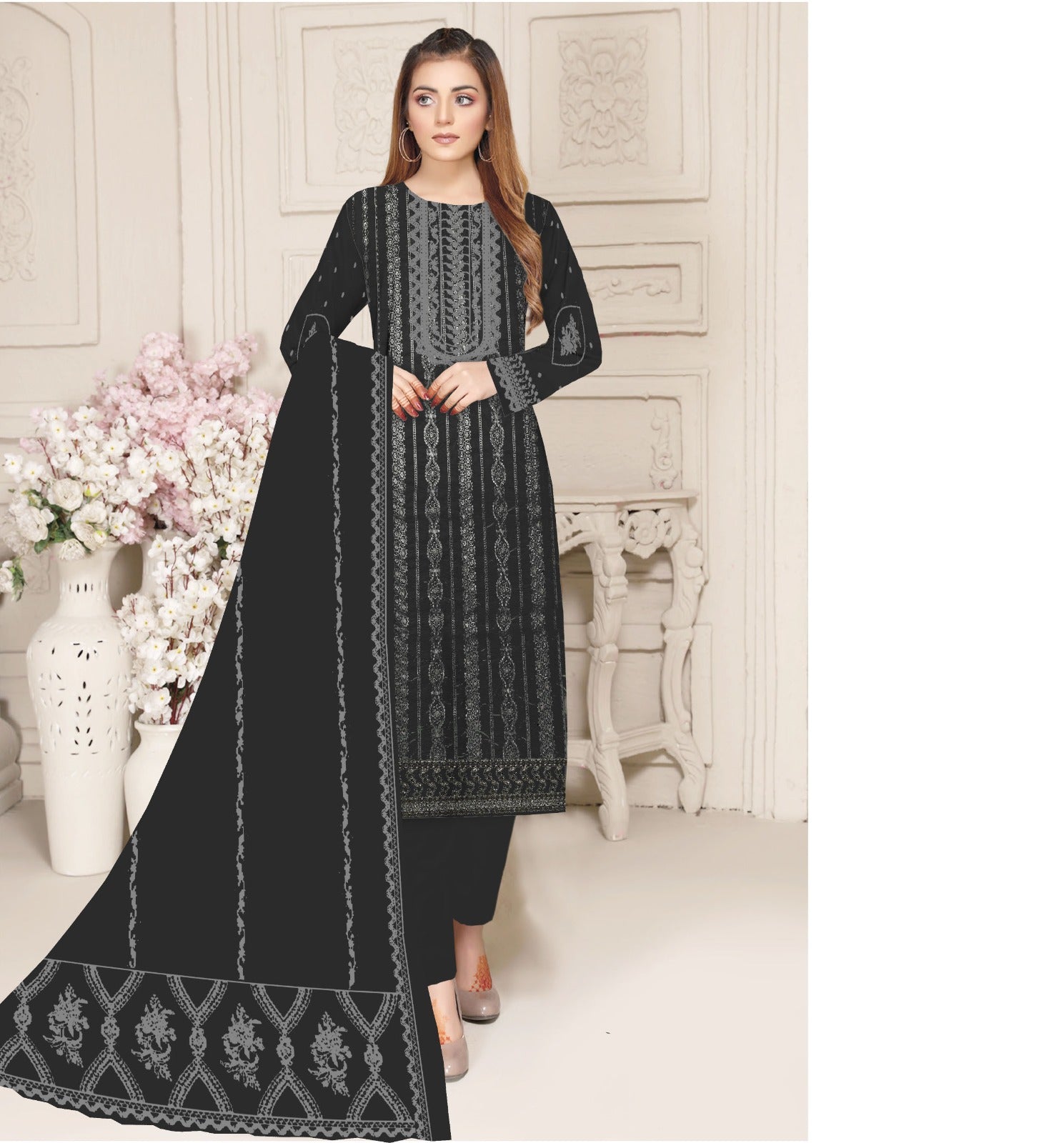 3PC Viscous Embroidered Suit #AA 0013