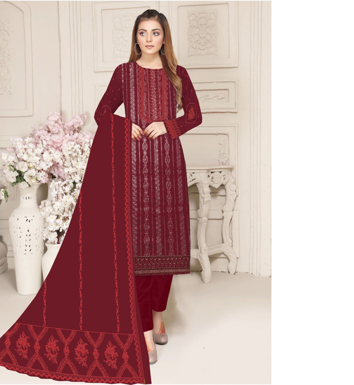 3PC Viscous Embroidered Suit #AA 0013