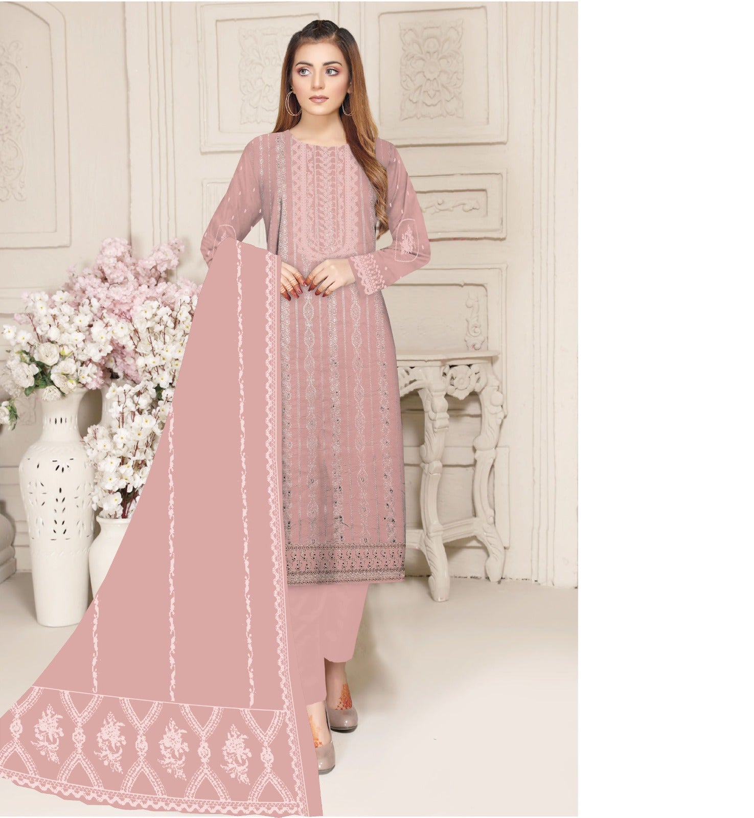 3PC Viscous Embroidered Suit #AA 0013