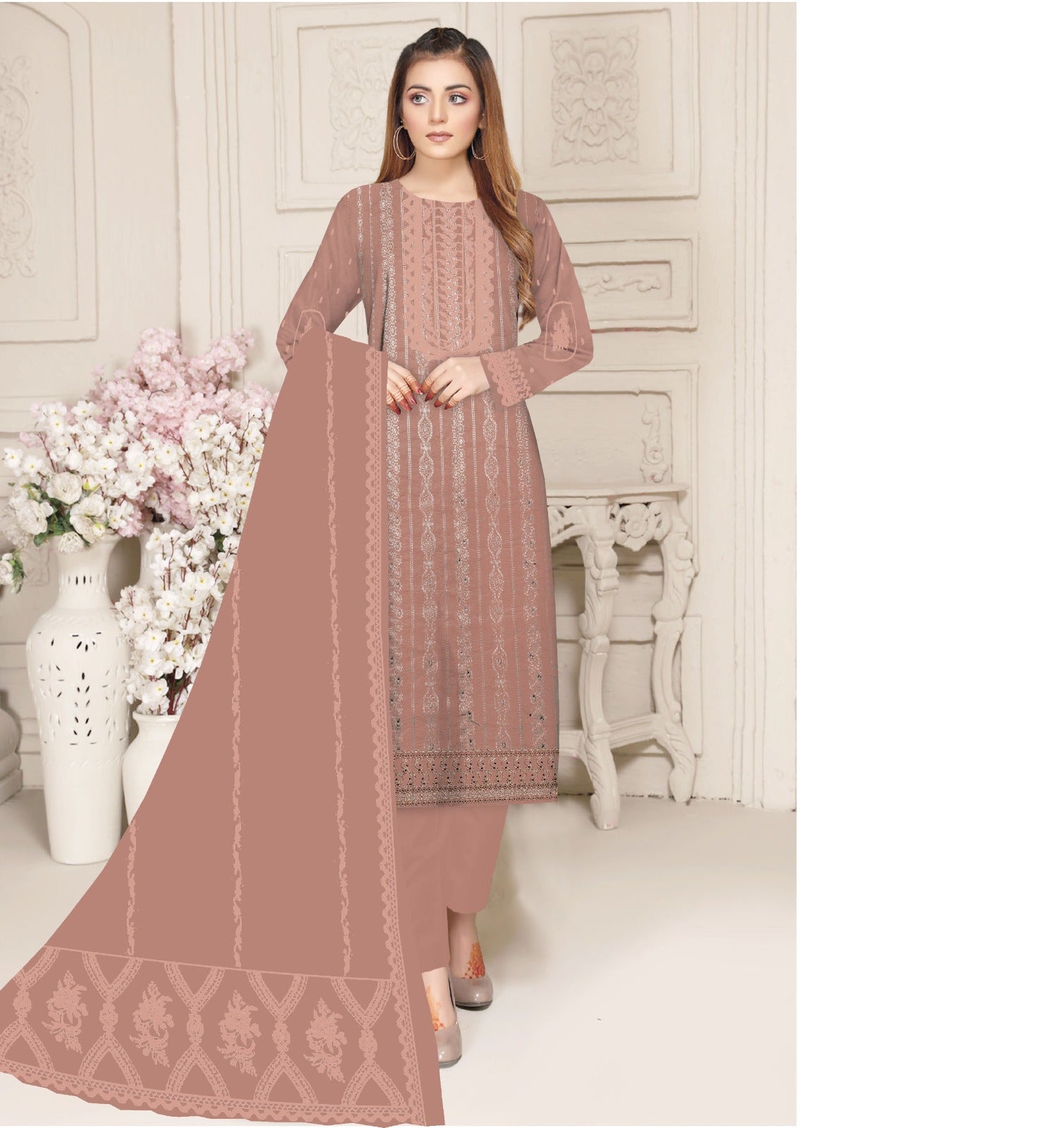 3PC Viscous Embroidered Suit #AA 0013