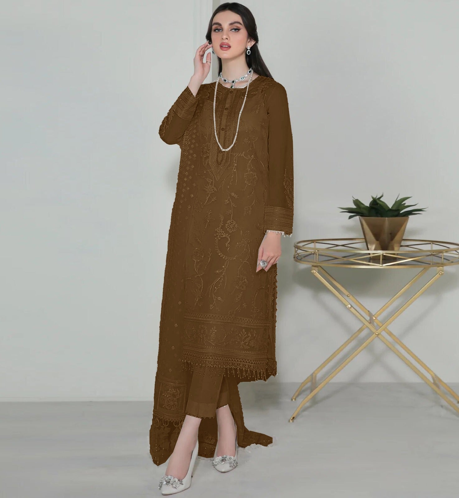 3PCViscous Embroidered Suit #AA008