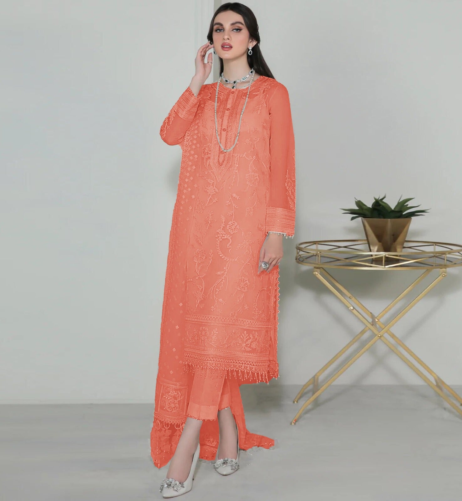 3PCViscous Embroidered Suit #AA008