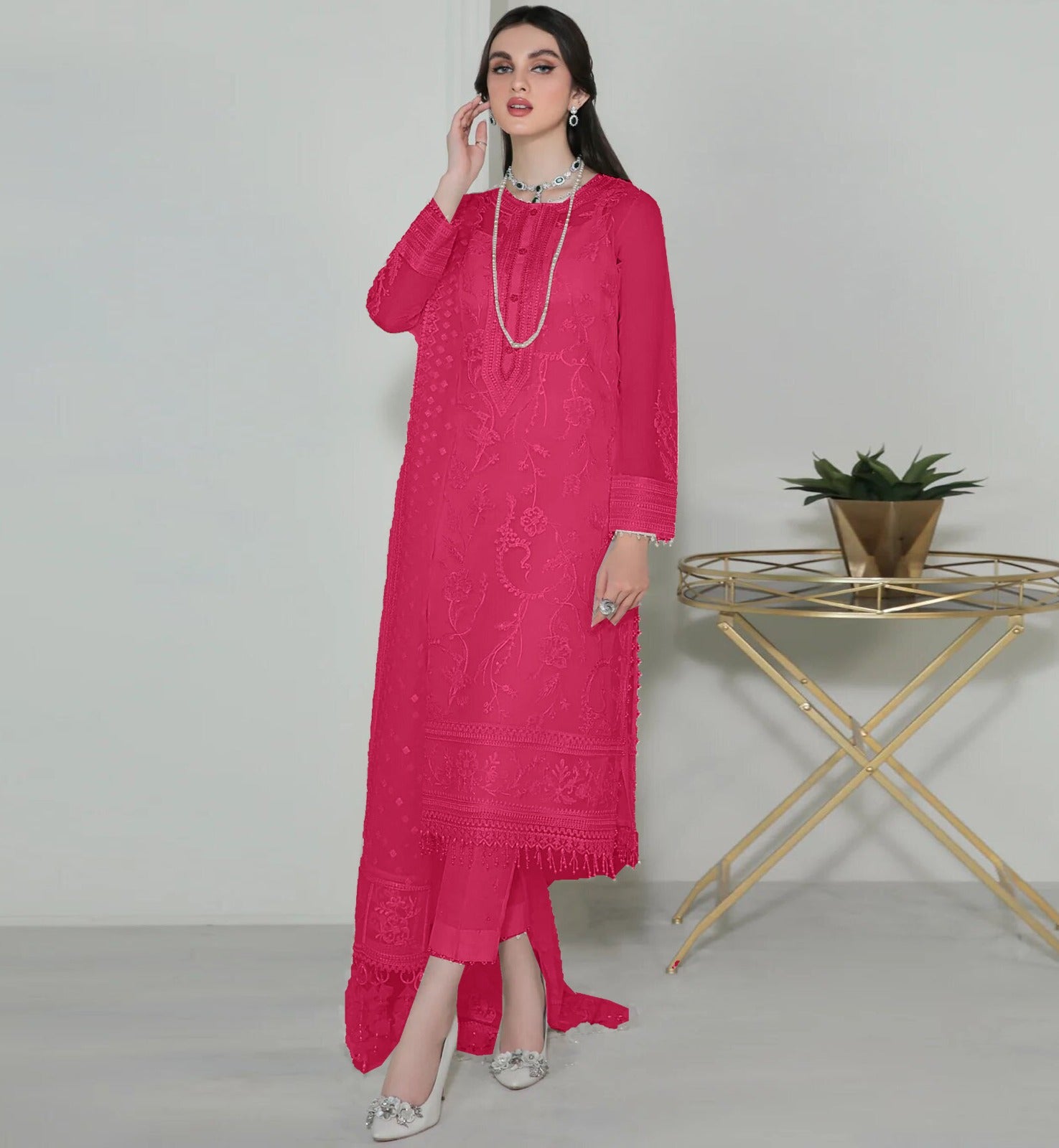 3PCViscous Embroidered Suit #AA008