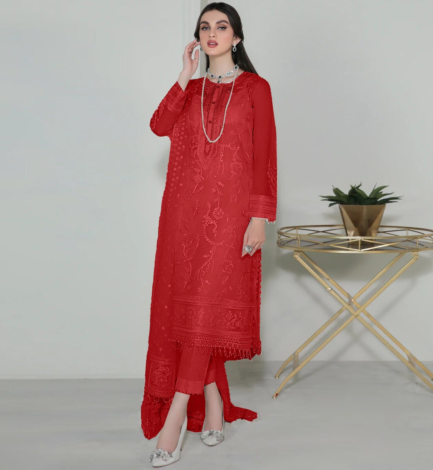 3PCViscous Embroidered Suit #AA008