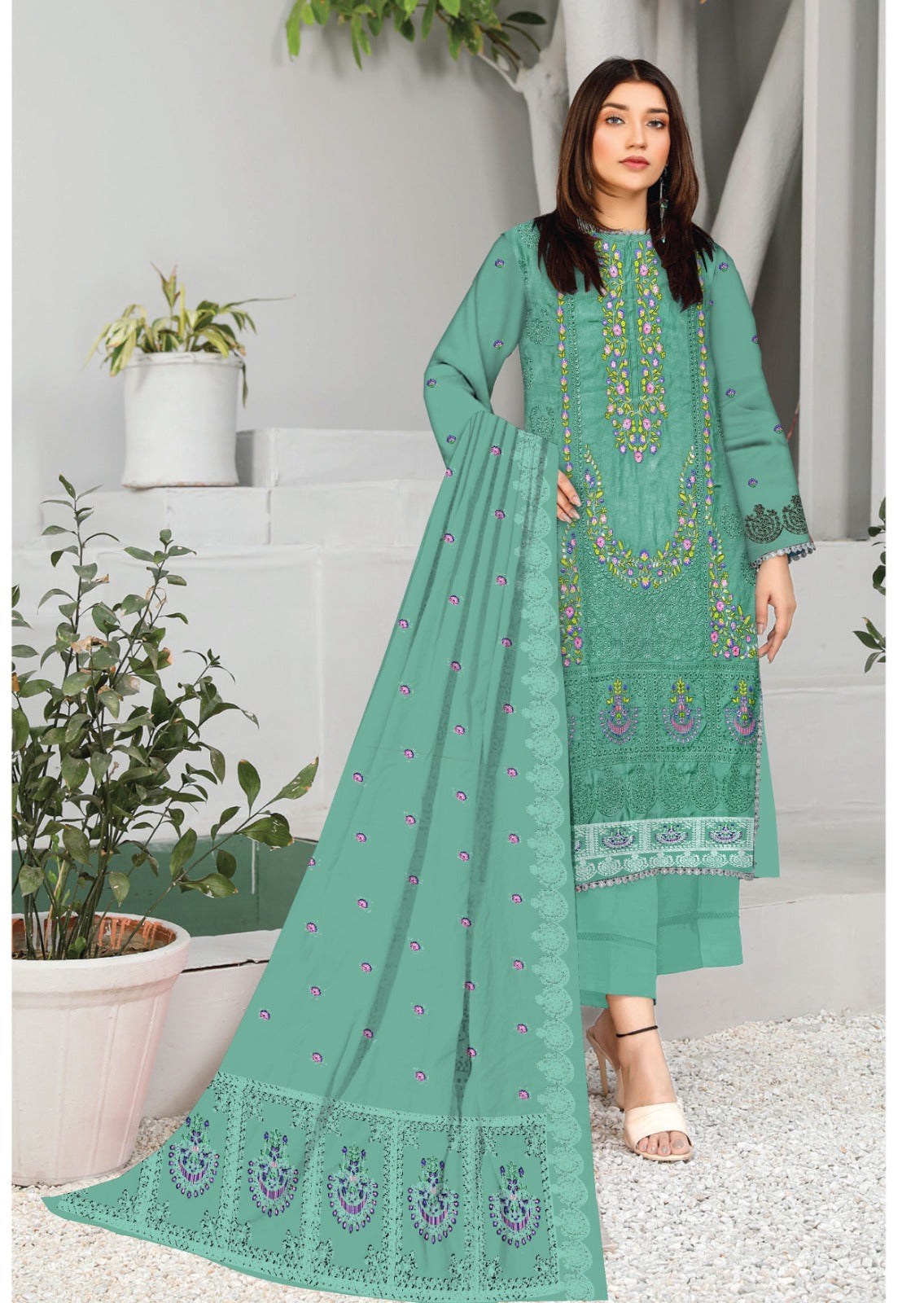 3PC Viscous Embroidered Suit #AA 004