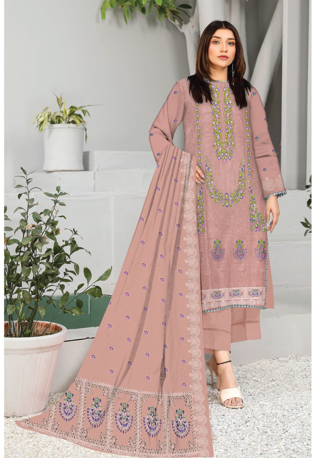 3PC Viscous Embroidered Suit #AA 004