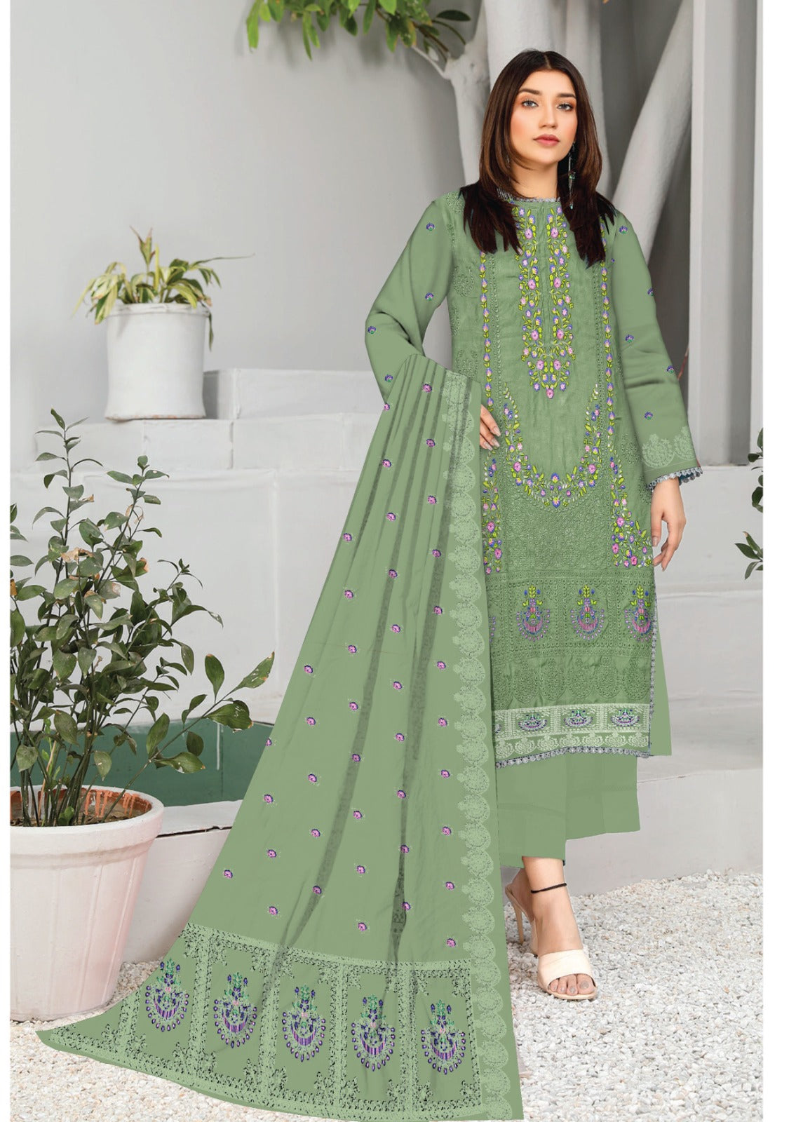 3PC Viscous Embroidered Suit #AA 004