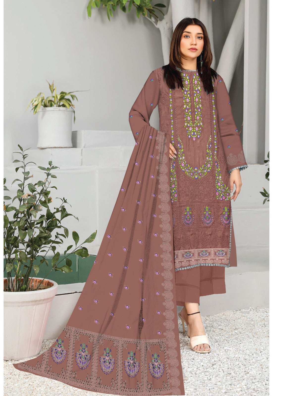 3PC Viscous Embroidered Suit #AA 004