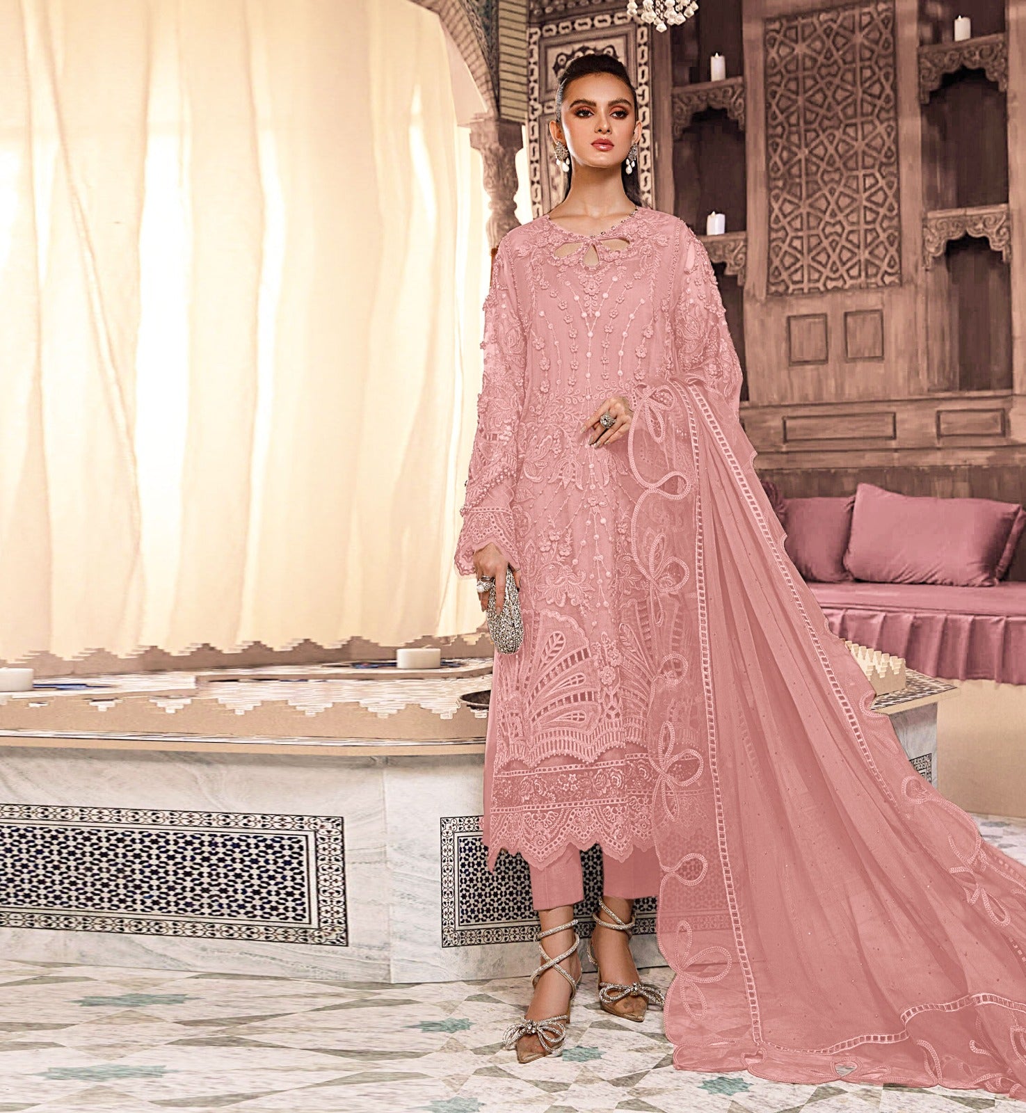 3PC Viscous Embroidered Suit-AA002