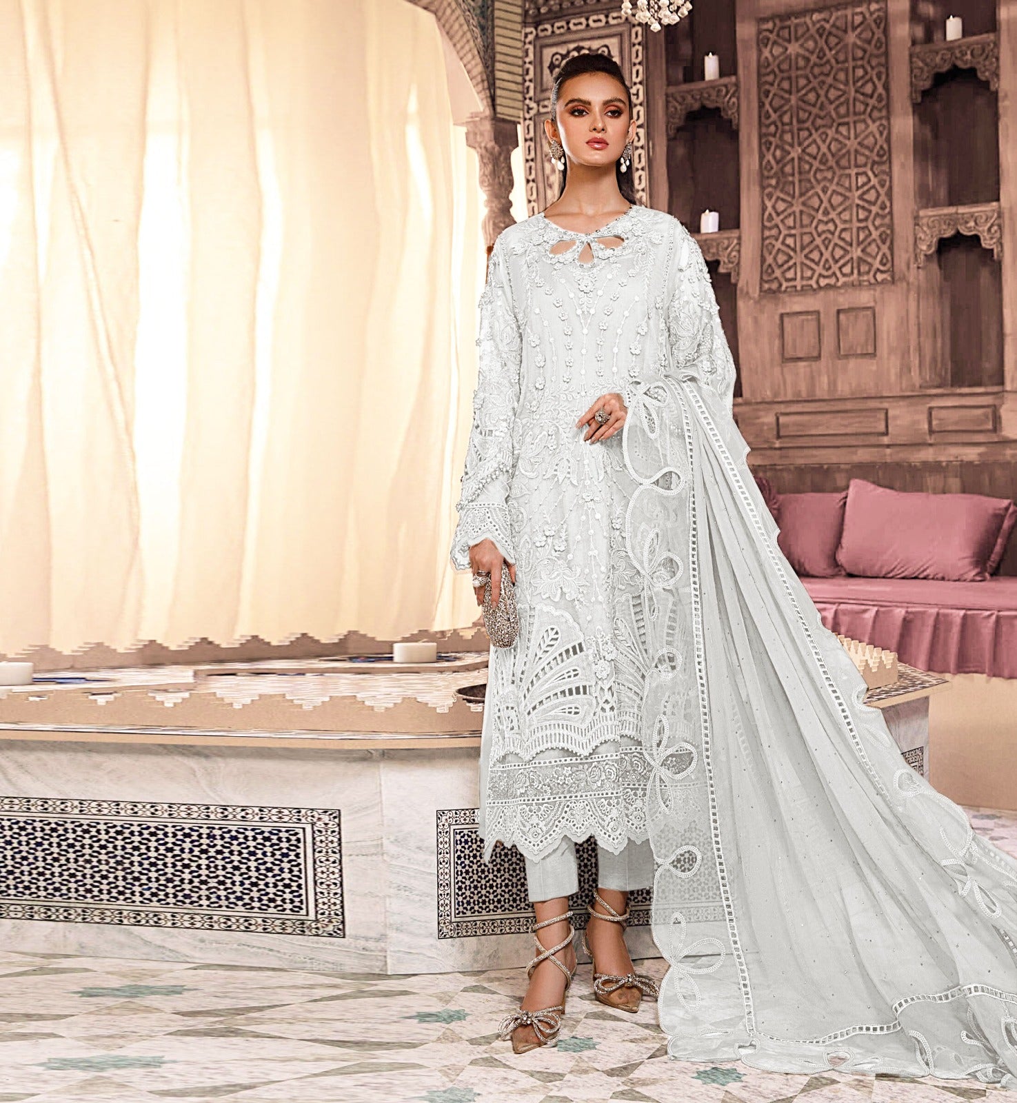 3PC Viscous Embroidered Suit-AA002