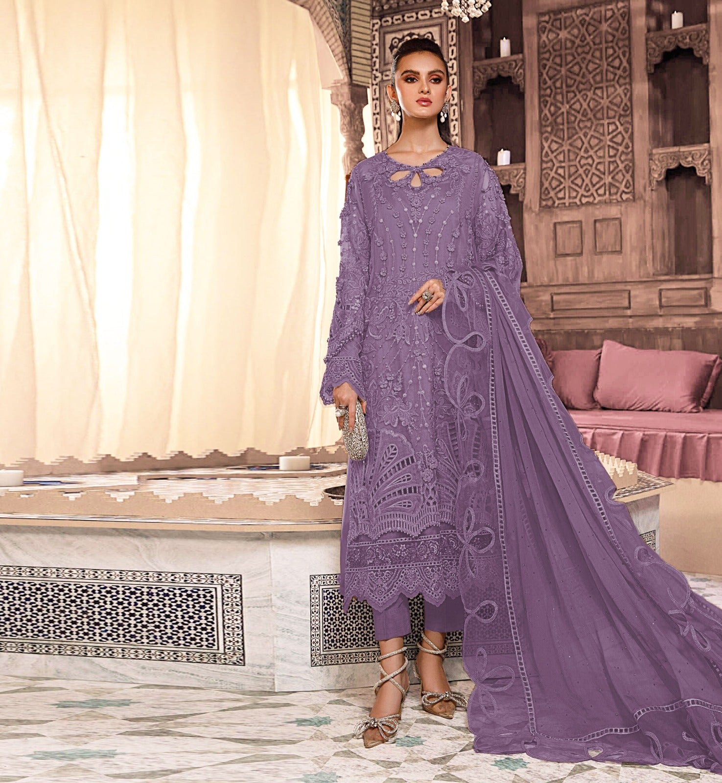 3PC Viscous Embroidered Suit-AA002