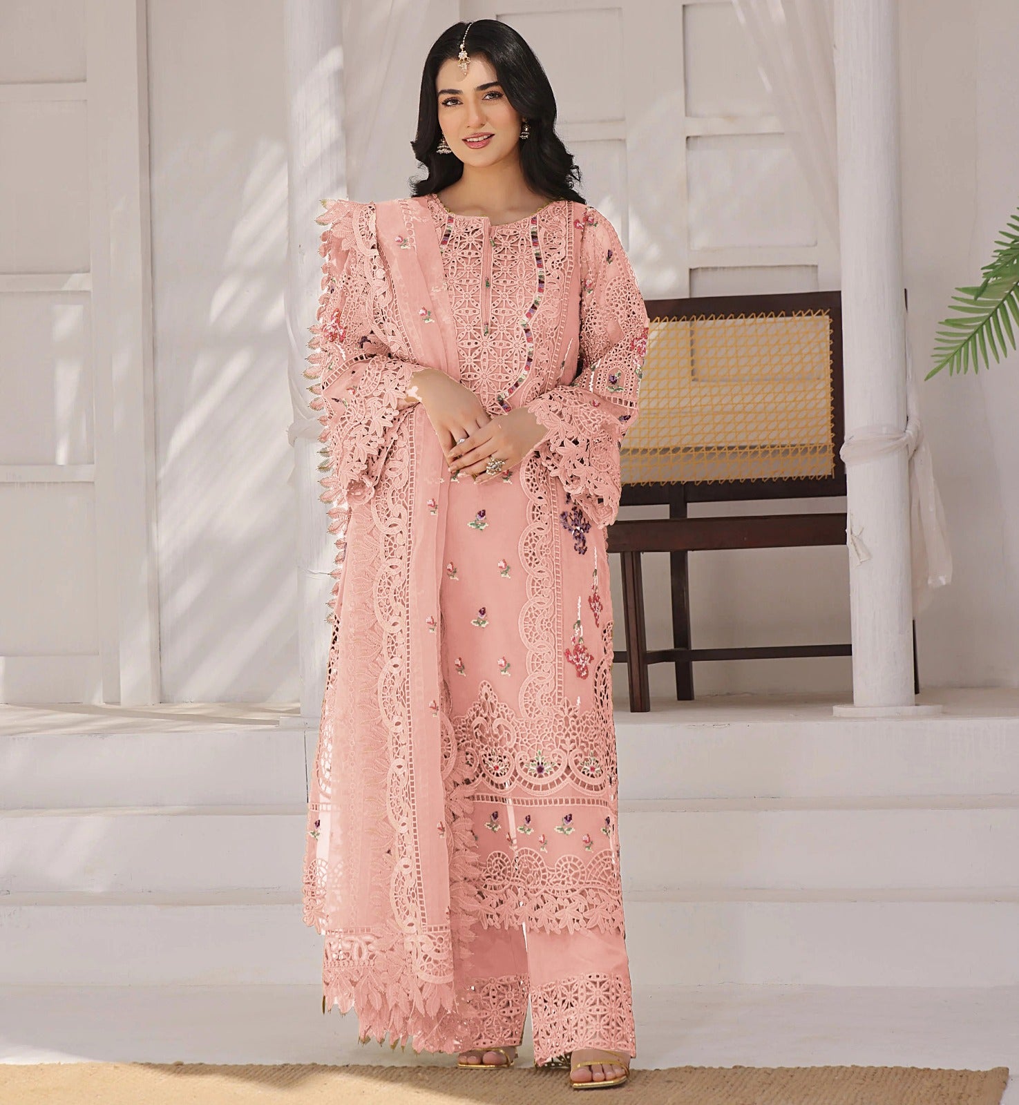 3PC Viscous Embroidered suit-AA001