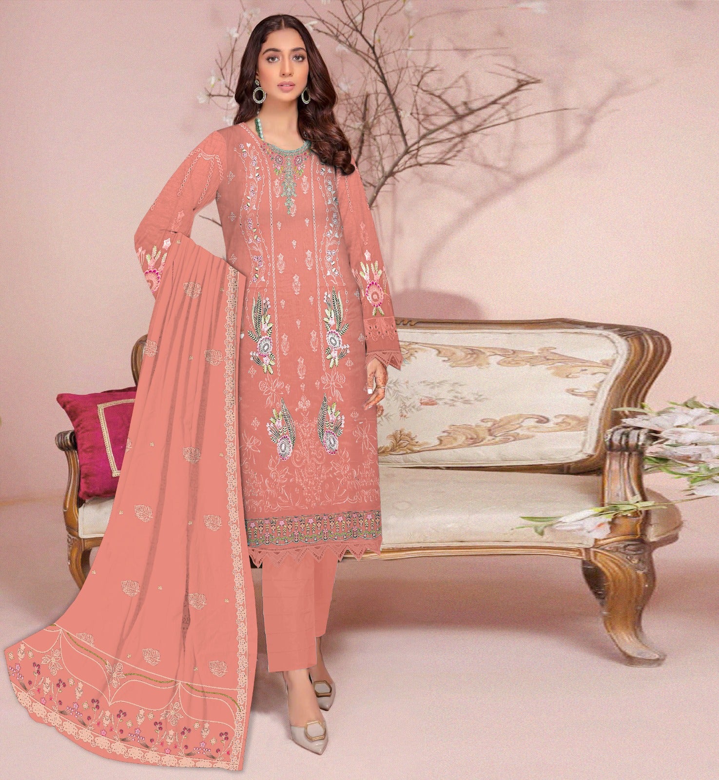 3PC Viscous Embroidered Suit #AA014