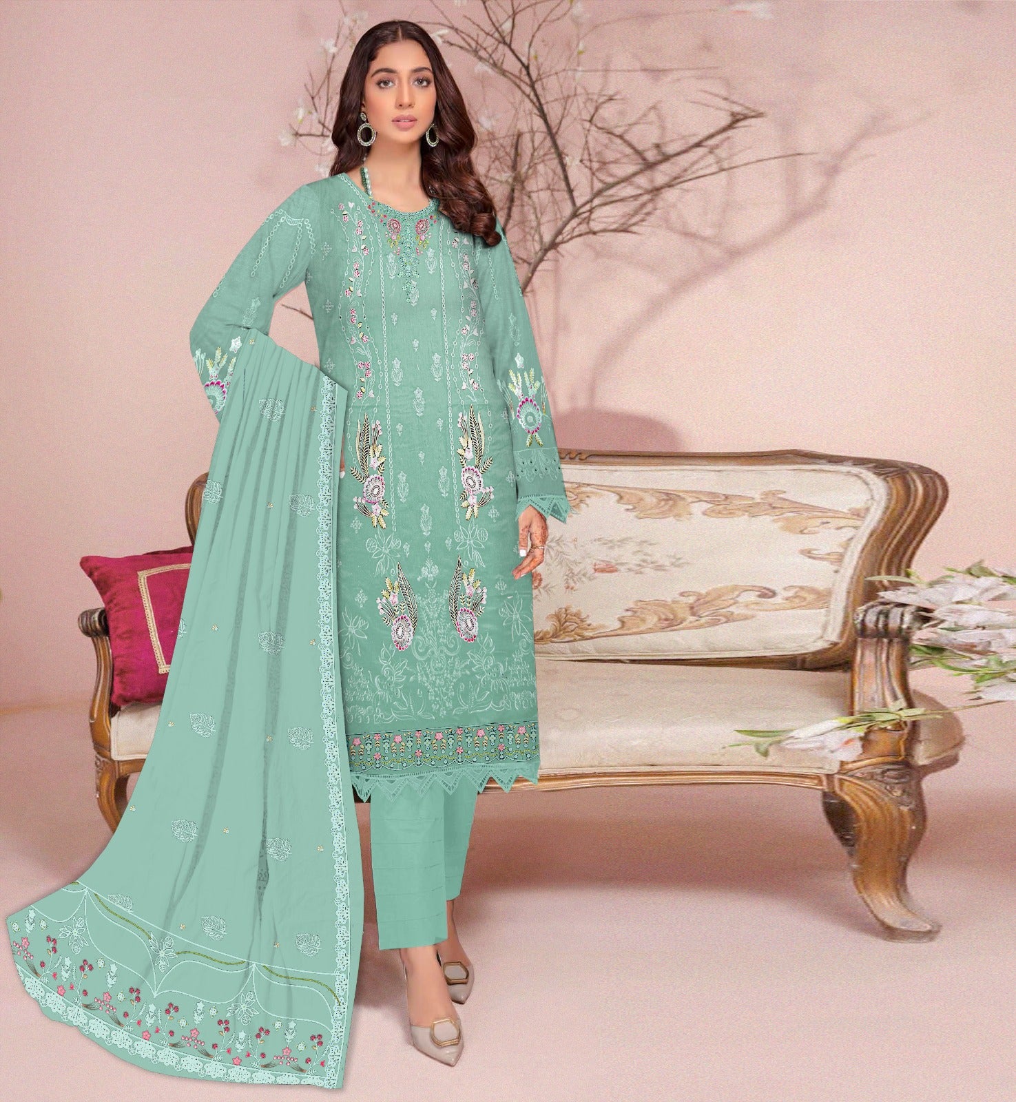 3PC Viscous Embroidered Suit #AA014