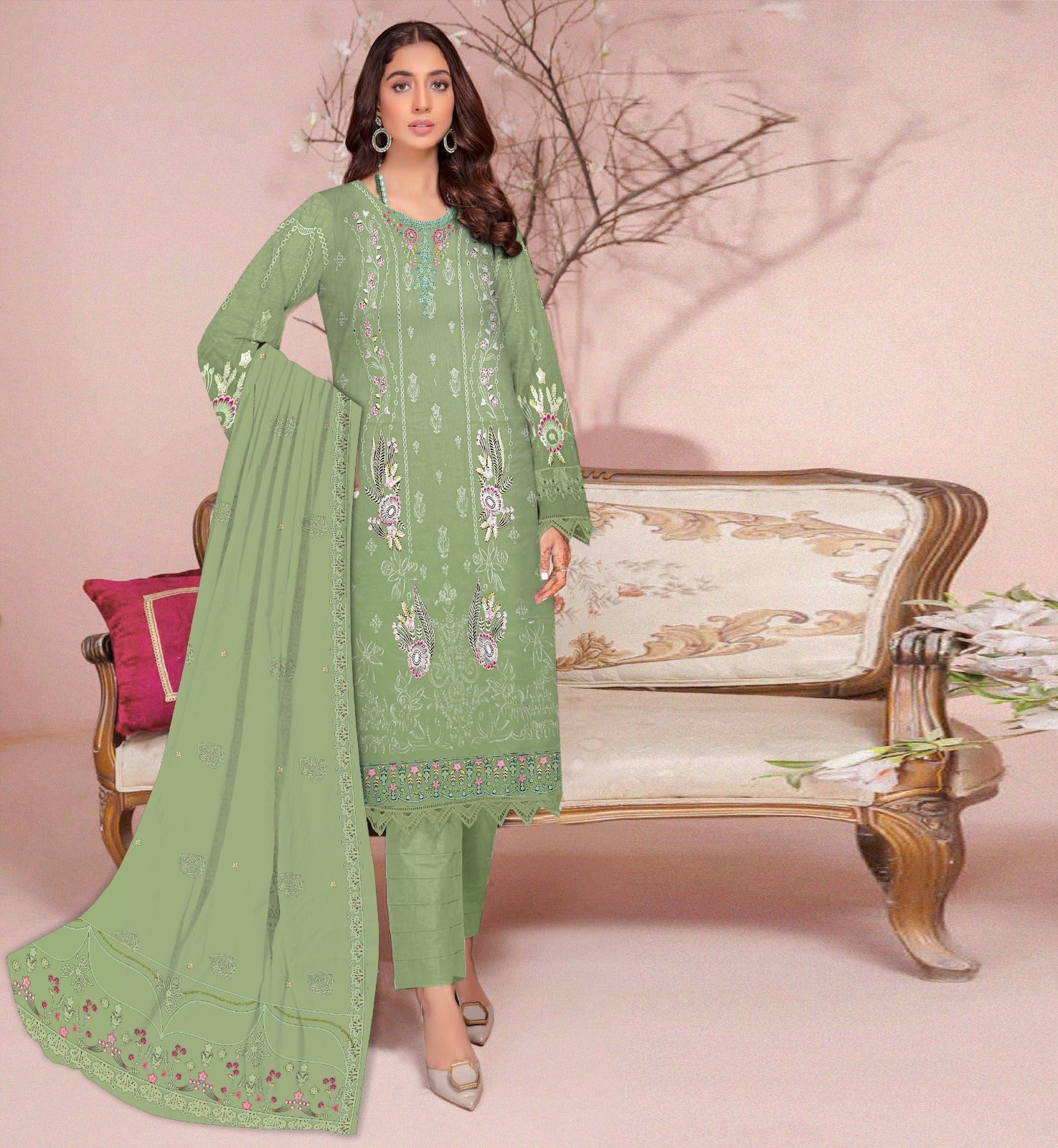 3PC Viscous Embroidered Suit #AA014