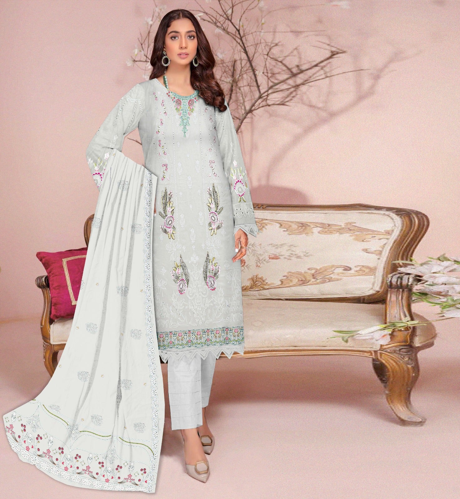 3PC Viscous Embroidered Suit #AA014