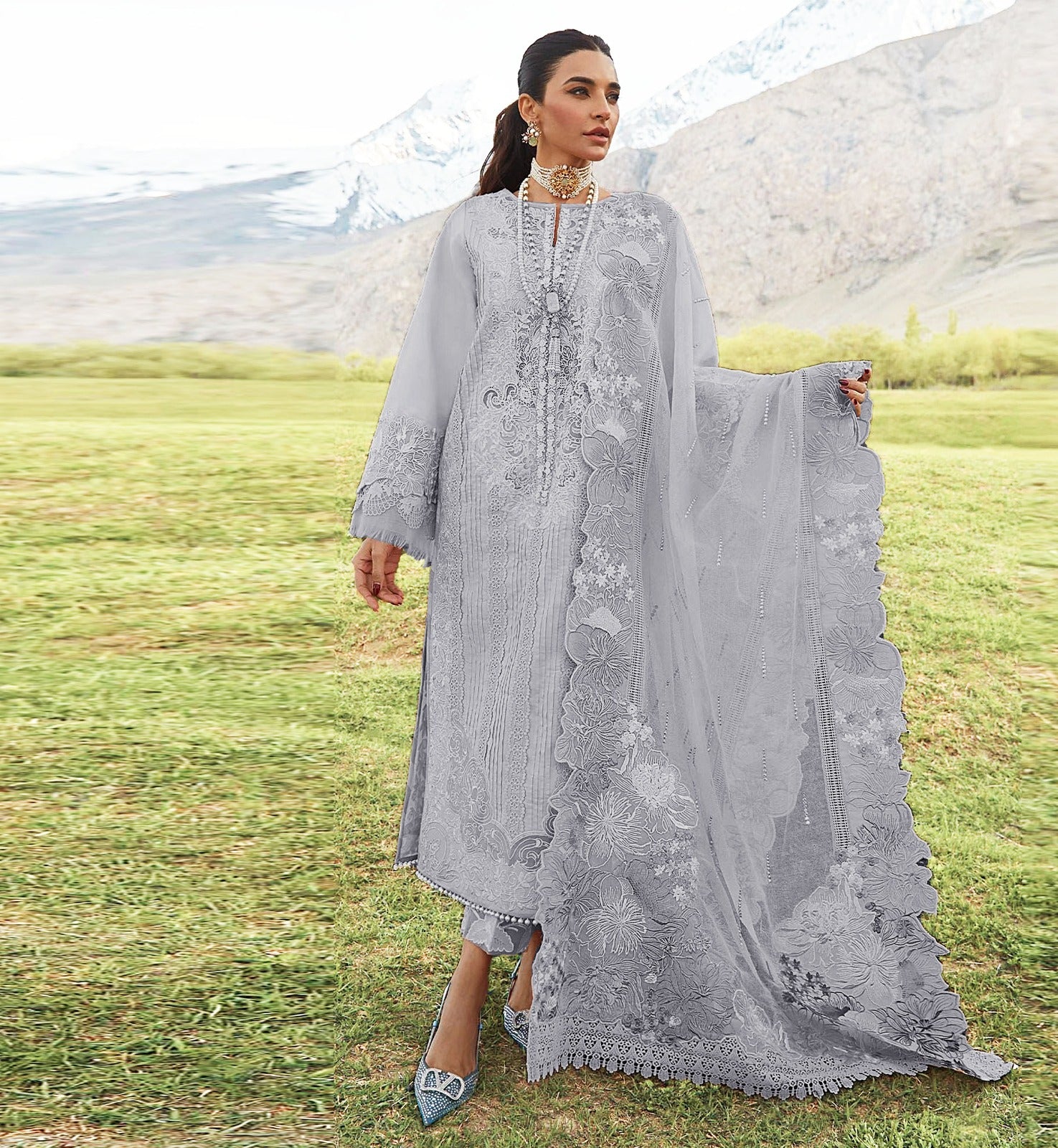 3PC Viscous  Embroidered Suit  #7