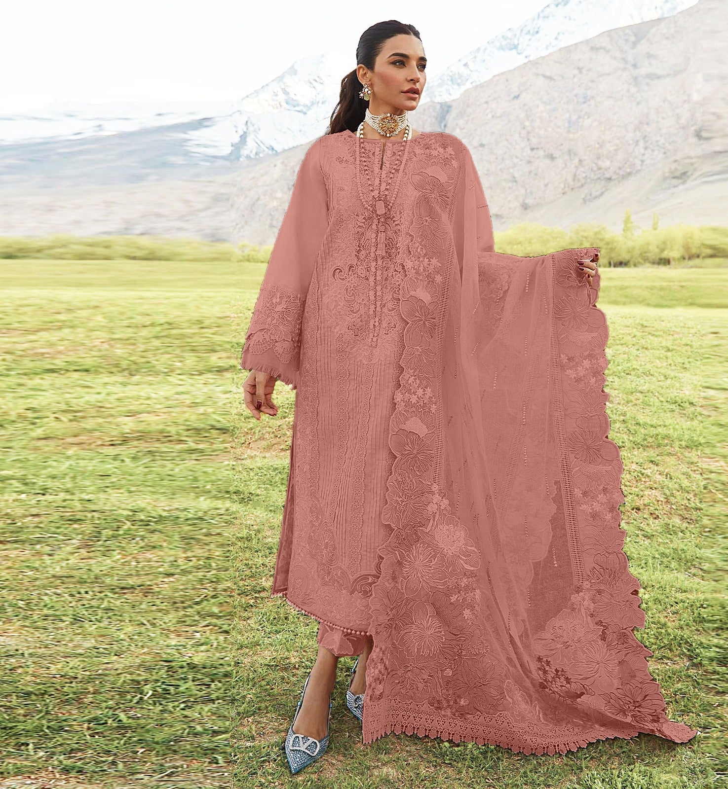 3PC Viscous  Embroidered Suit  #7