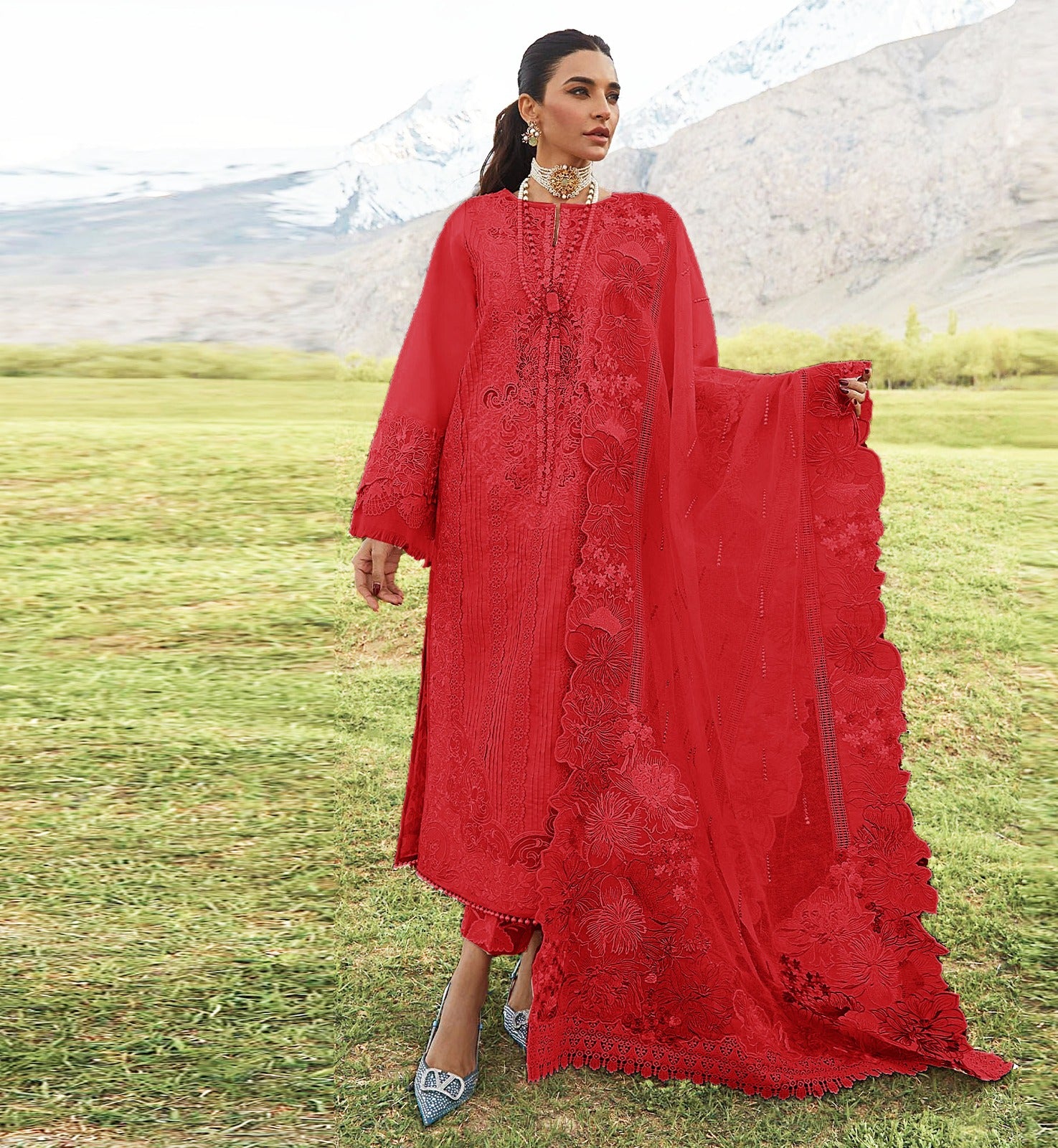 3PC Viscous  Embroidered Suit  #7