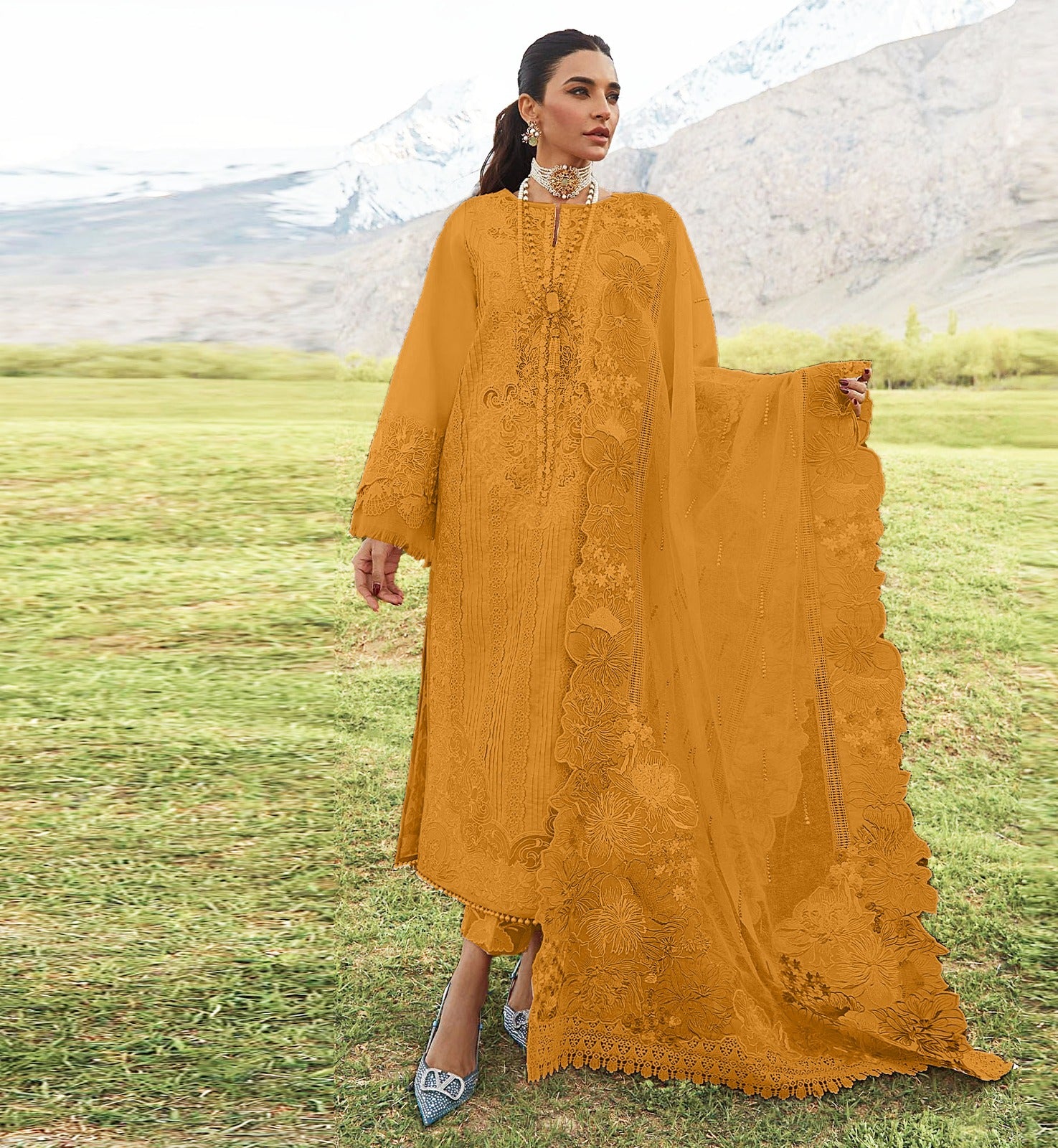 3PC Viscous  Embroidered Suit  #7