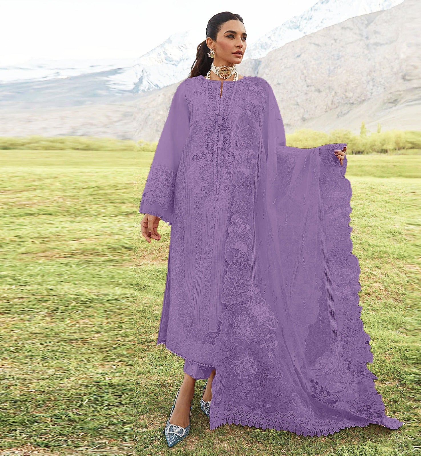 3PC Viscous  Embroidered Suit  #7